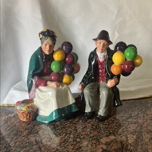 Royal Doulton Balloon Figurines with Green and Black Accents